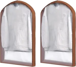 Translucent Garment Bags for Hanging Clothes, 2 Packs, PEVA Dress Bag for Hanging Clothes, for Closet Storage Travel(Brown,60x12x90cm/24x5x35in)