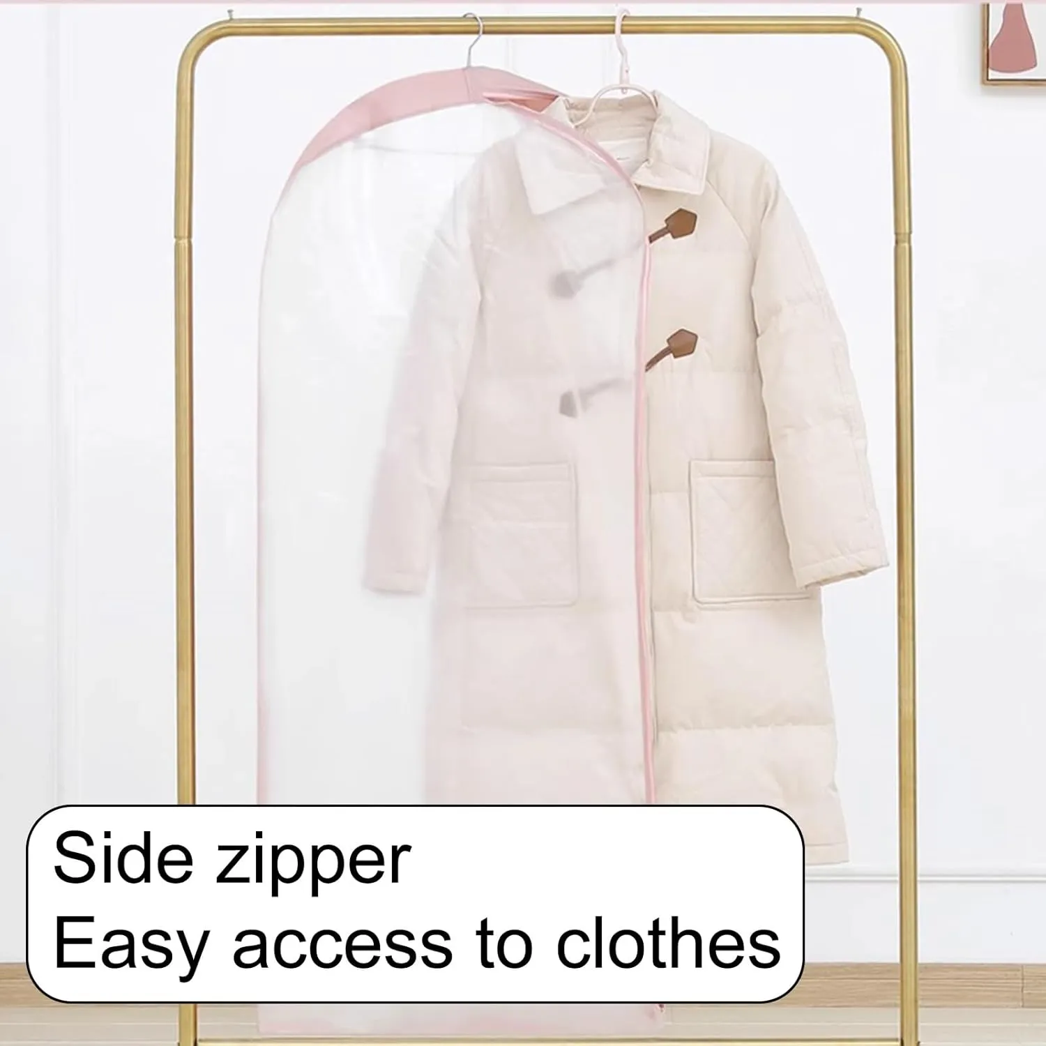 Translucent Garment Bags for Hanging Clothes, 2 Packs, PEVA Dress Bag for Hanging Clothes, for Closet Storage Travel(Brown,60x12x90cm/24x5x35in)