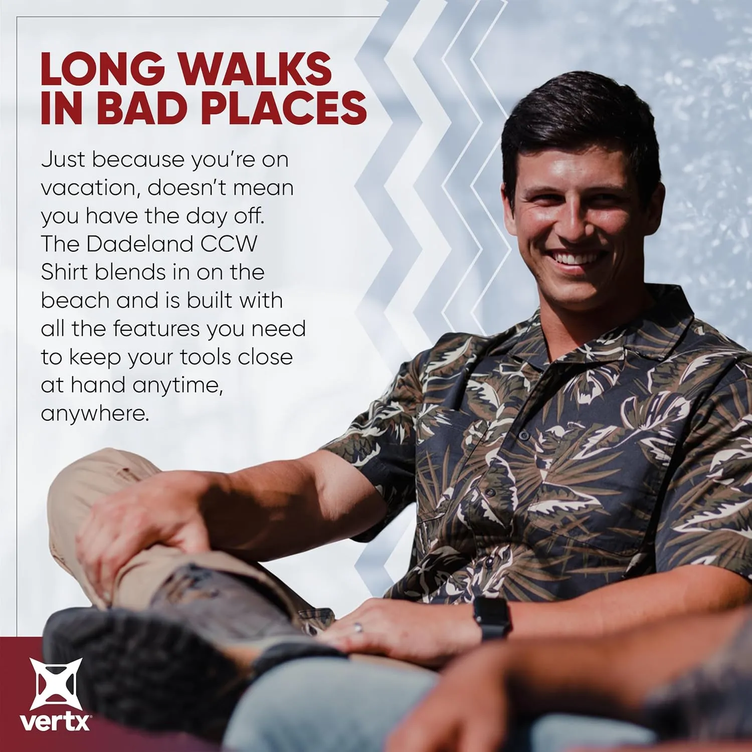 Vertx Dadeland CCW Mens Concealed Carry Tactical Shirt, Stretch Fabric for Outdoors, Relaxed-Fit