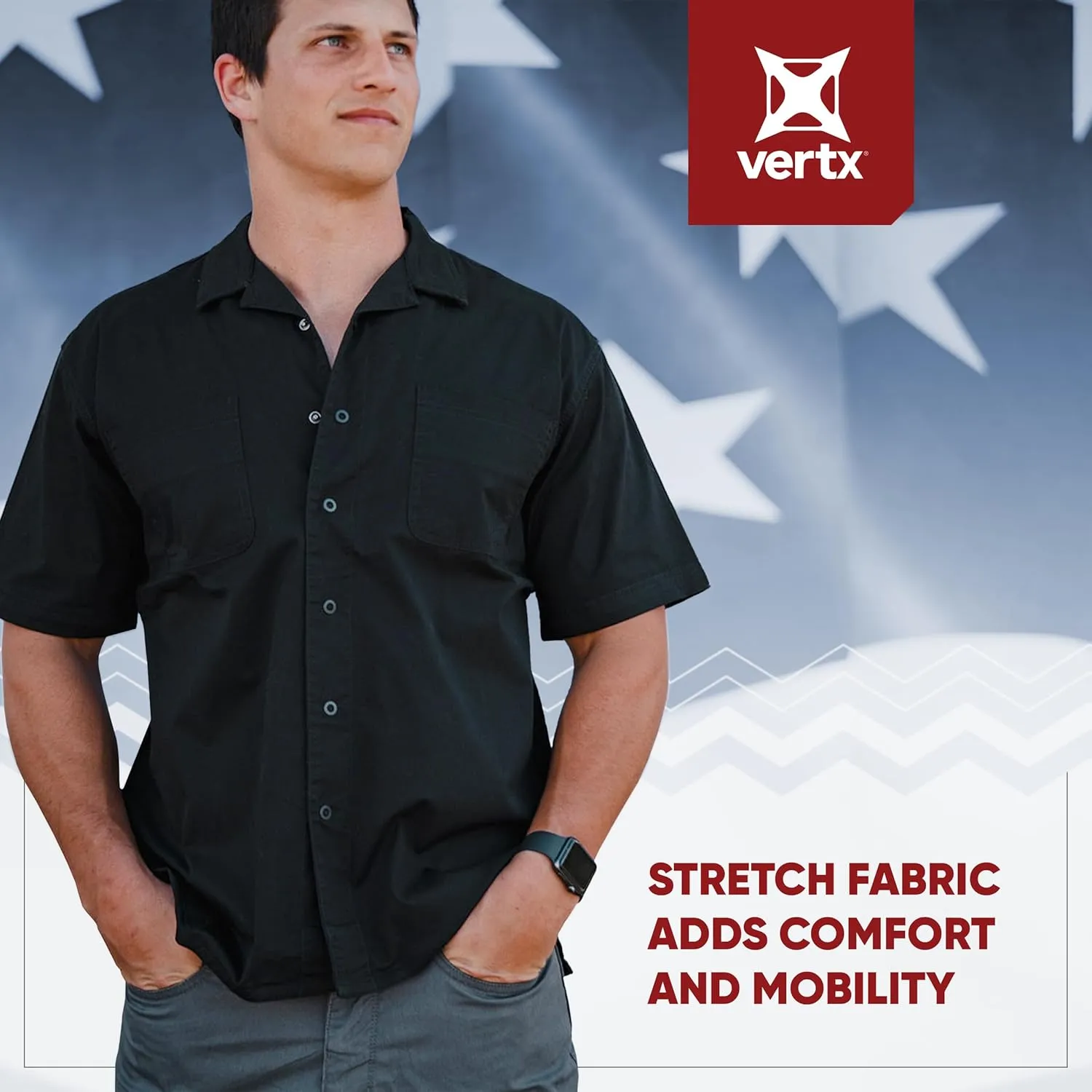 Vertx Dadeland CCW Mens Concealed Carry Tactical Shirt, Stretch Fabric for Outdoors, Relaxed-Fit