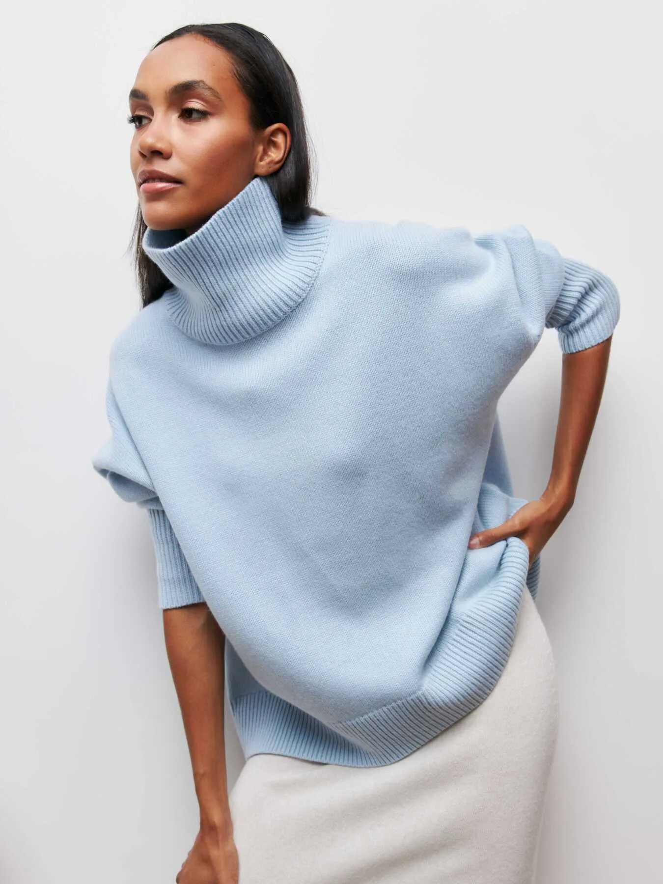 Vibrant Bold Oversized Turtleneck Sweater