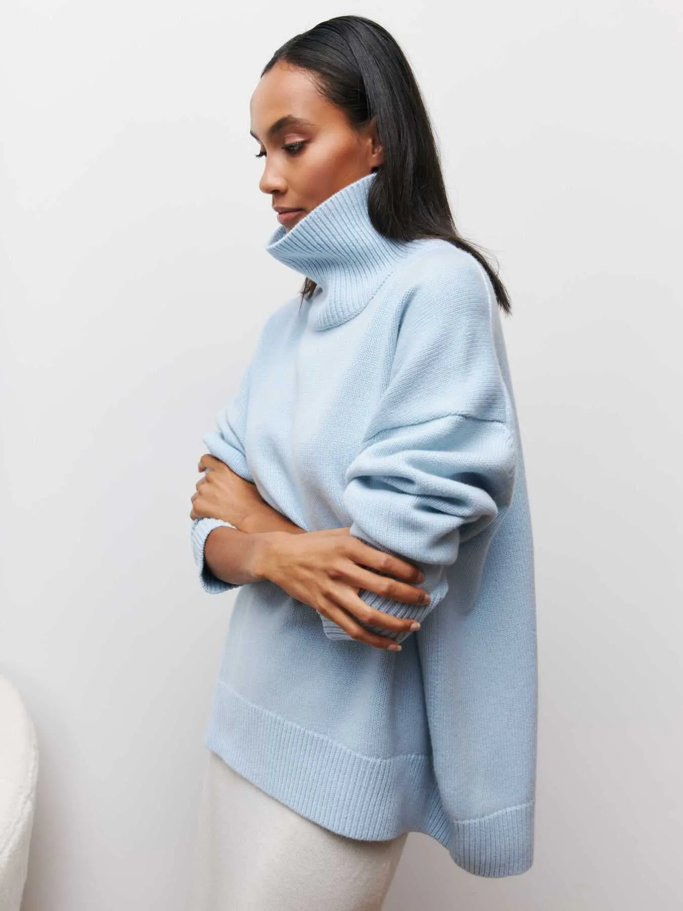 Vibrant Bold Oversized Turtleneck Sweater