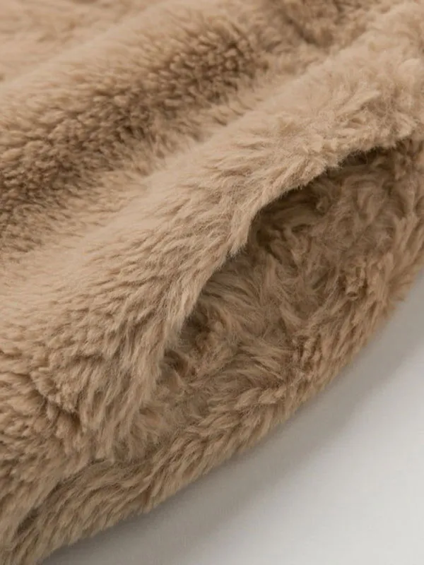 Warm Thick Plush Fluffy Zipper Collared Cardigan Coats