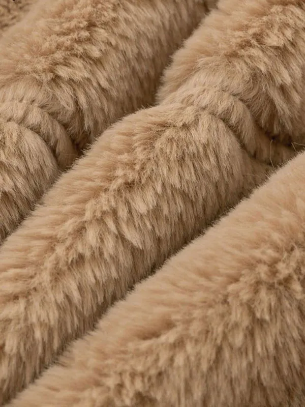 Warm Thick Plush Fluffy Zipper Collared Cardigan Coats