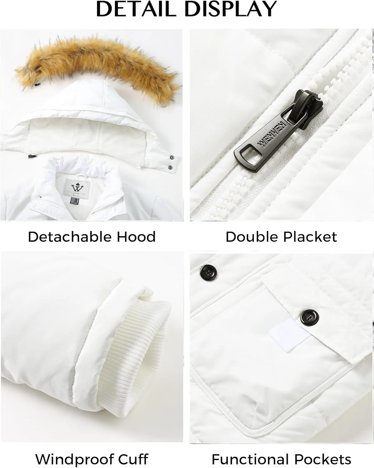 WenVen Men's Winter Coat Warm Parka Jacket with Faux Fur Removable Hood