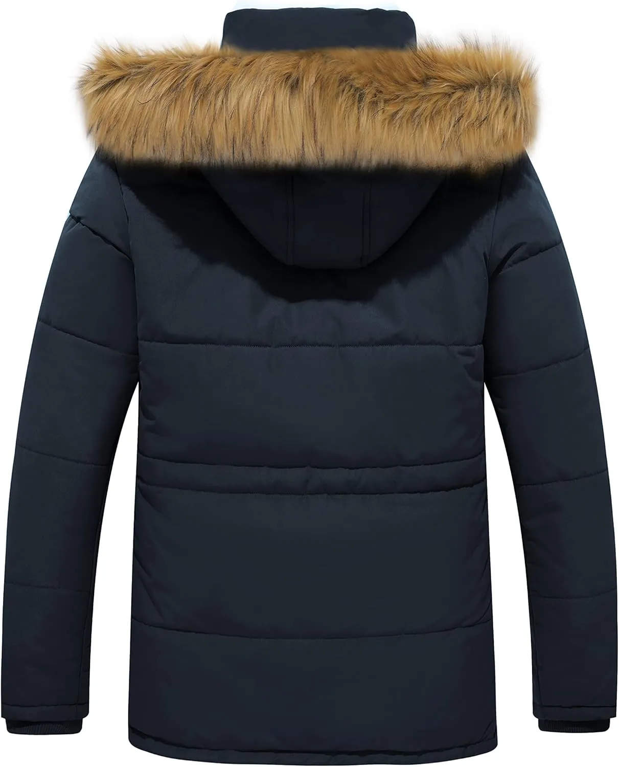 WenVen Men's Winter Coat Warm Parka Jacket with Faux Fur Removable Hood