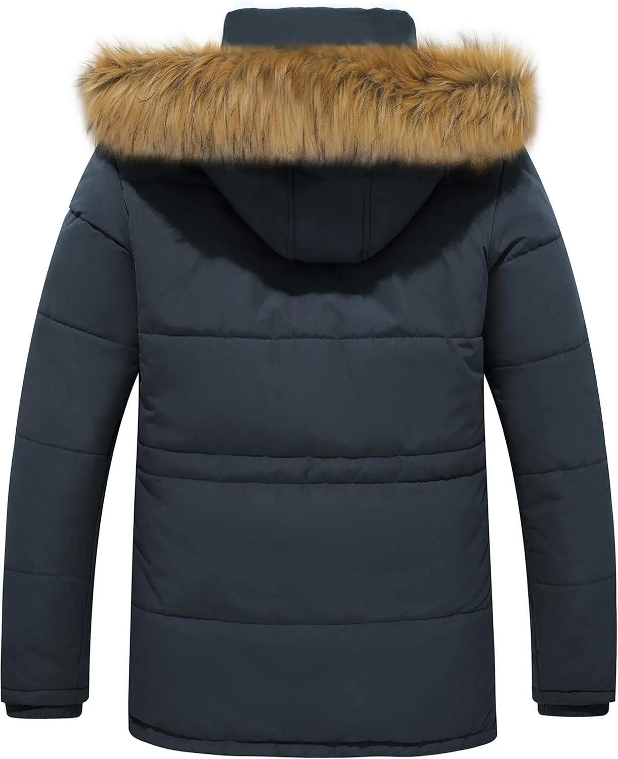 WenVen Men's Winter Coat Warm Parka Jacket with Faux Fur Removable Hood