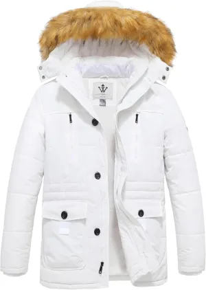 WenVen Men's Winter Coat Warm Parka Jacket with Faux Fur Removable Hood