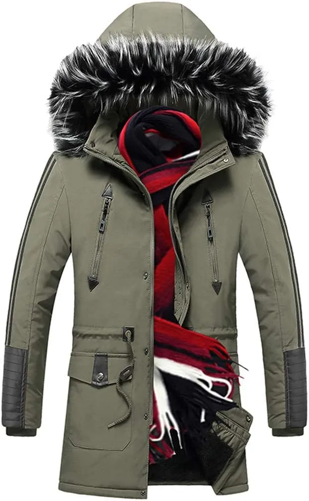 Winter Long Parkas Men Cotton Padded Clothing Fashion Casual Slim Thick Warm Coats Fur Hooded Overcoats Male Clothes