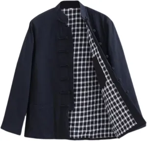Winter Tang Suit Jackets Cotton Padded Coats Men Warm Tai Chi Uniform Chinese Jacket Kung Fu Clothing Shirt black-7XL
