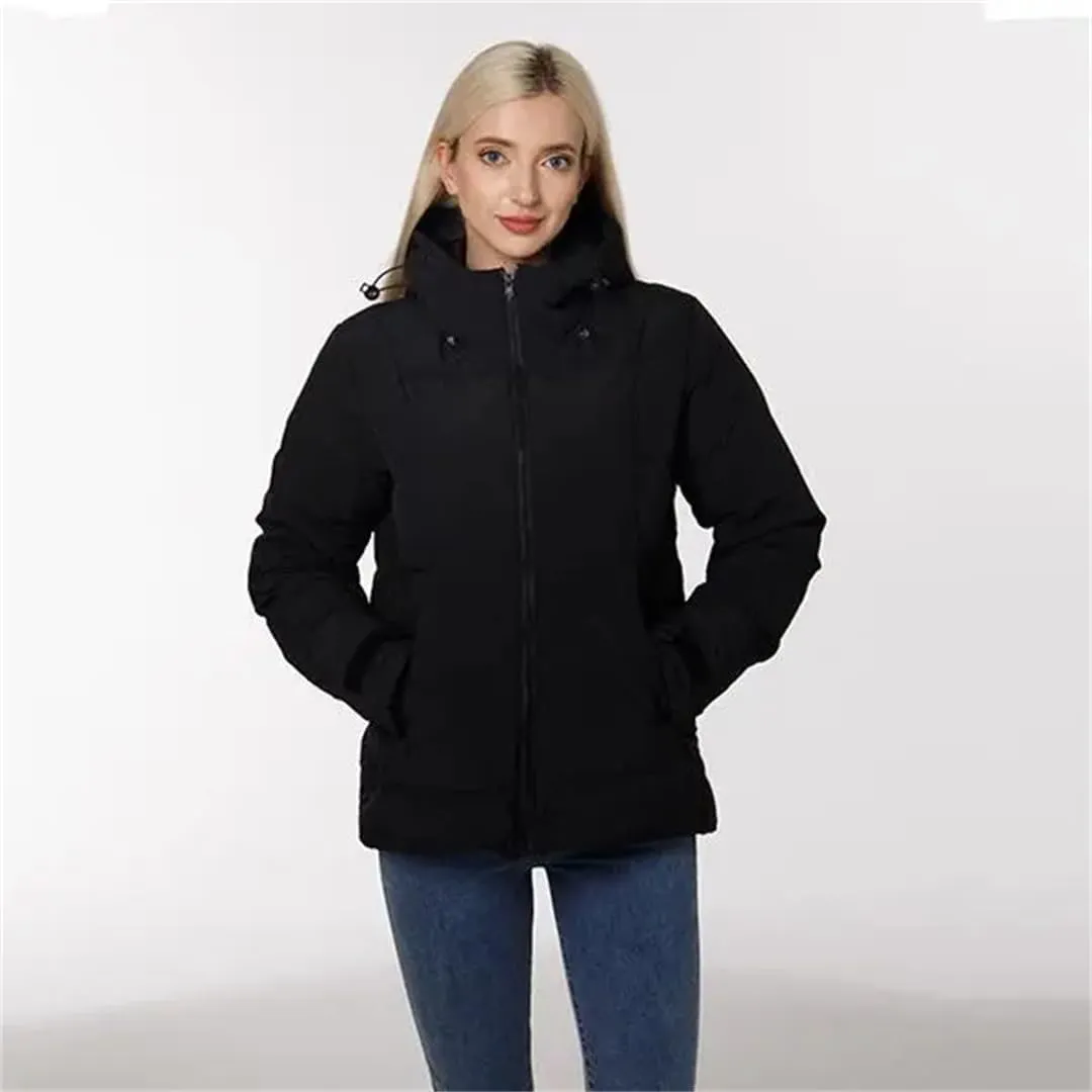 Women Down Padded Women's Black Thick Warm Cotton Coat Hooded Female Outwear