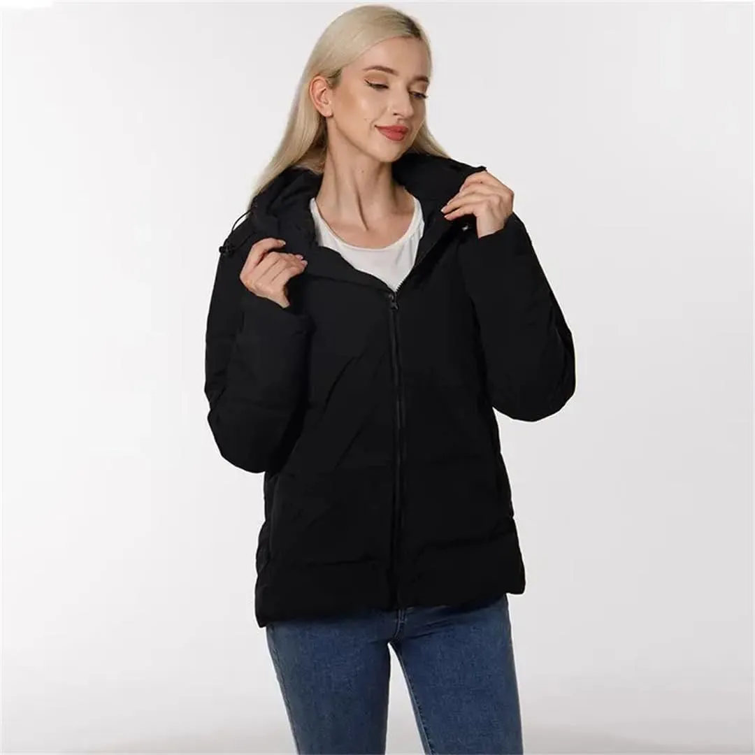 Women Down Padded Women's Black Thick Warm Cotton Coat Hooded Female Outwear