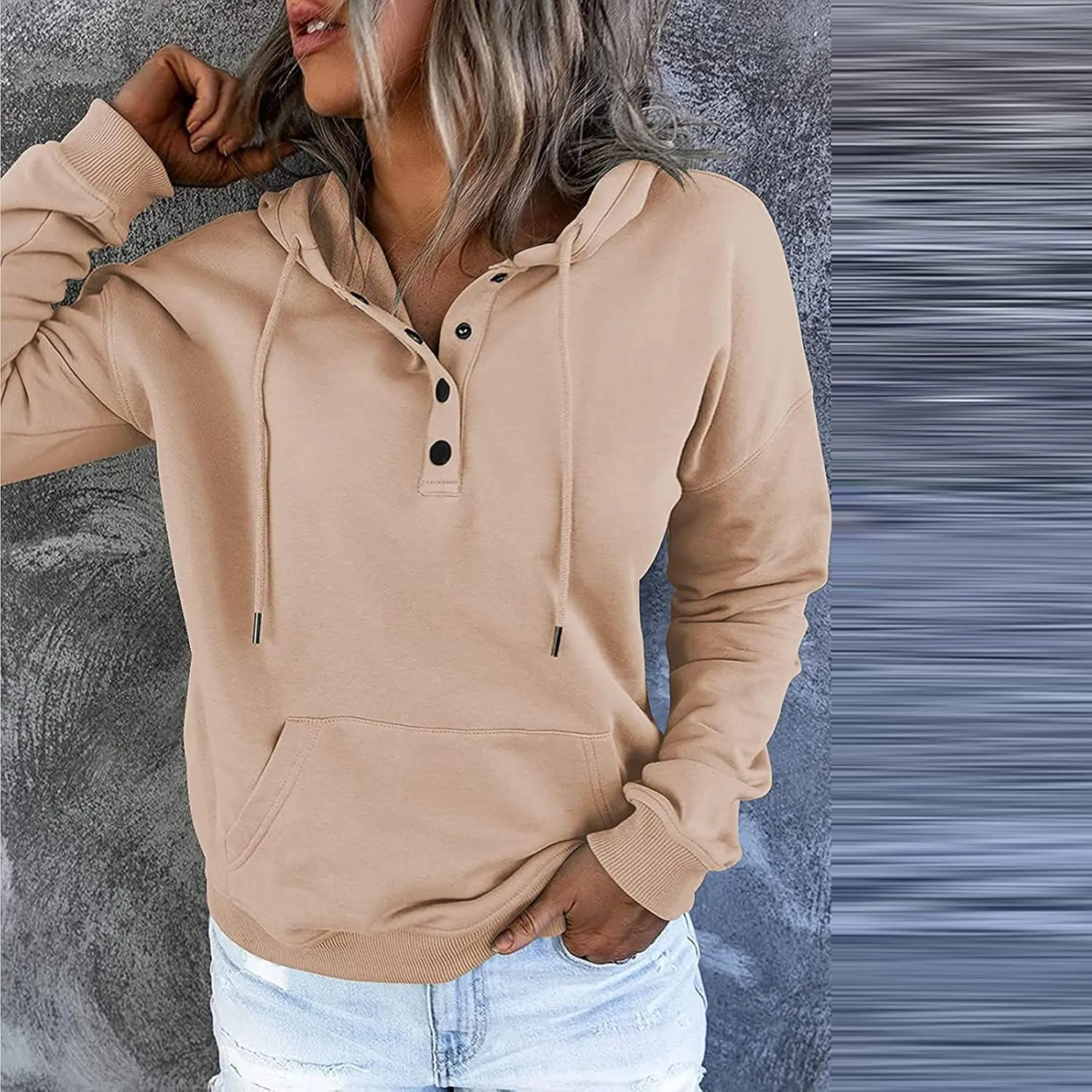 Womens Casual Hoodies Pullover Tops 2022 Fall Clothes Drawstring Long Sleeve Sweatshirts with Pocket