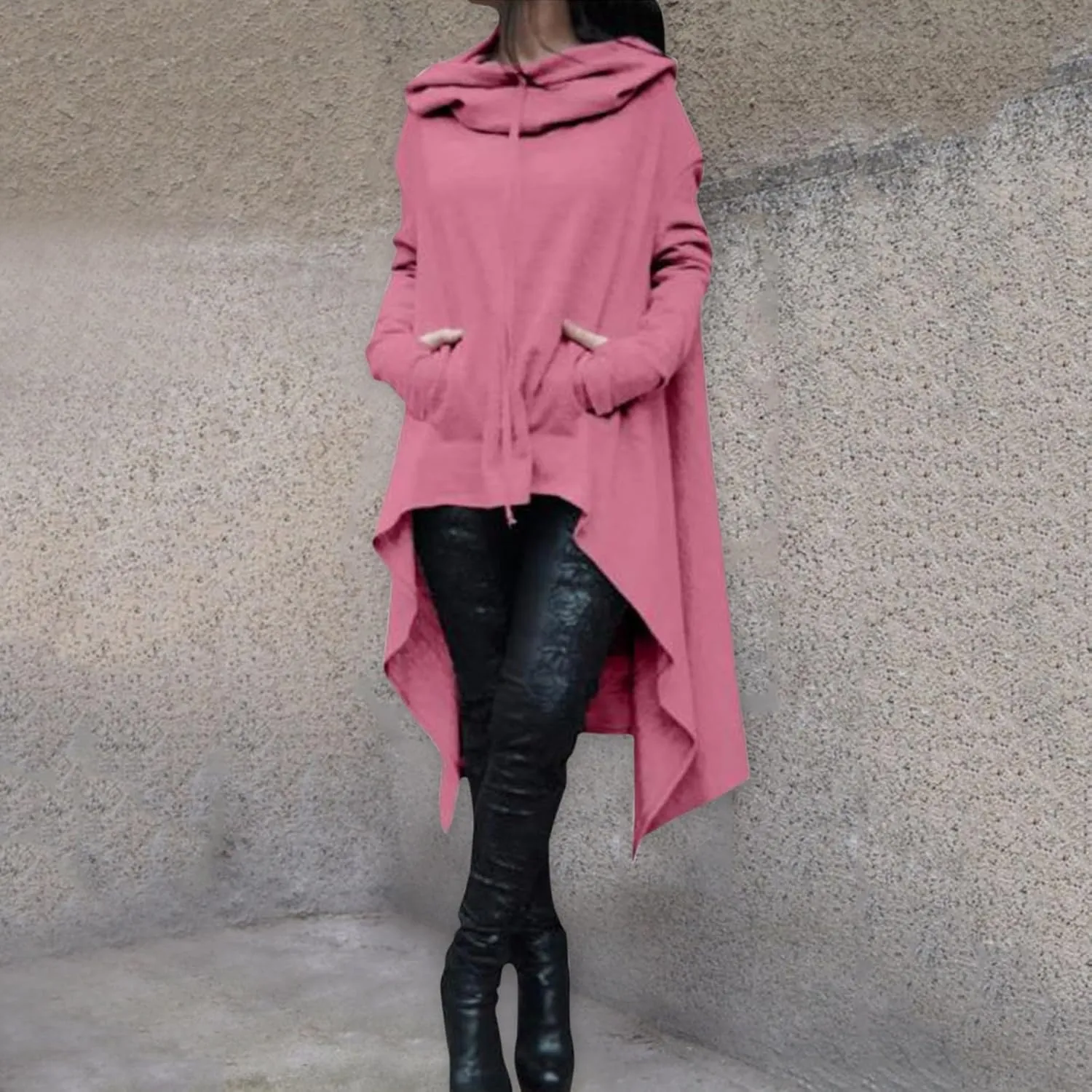 Womens Oversized Hoodies Plus Size Casual Asymmetrical Hem Long Hoodie Hooded Sweatshirt Pullover Tops with Pockets