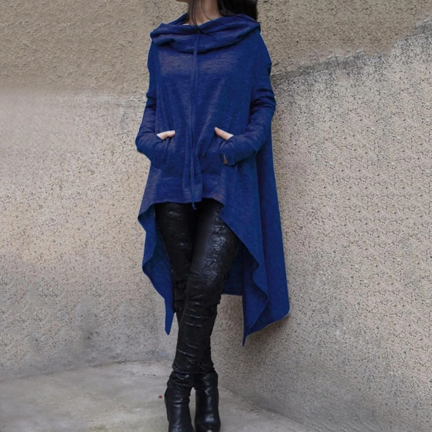 Womens Oversized Hoodies Plus Size Casual Asymmetrical Hem Long Hoodie Hooded Sweatshirt Pullover Tops with Pockets