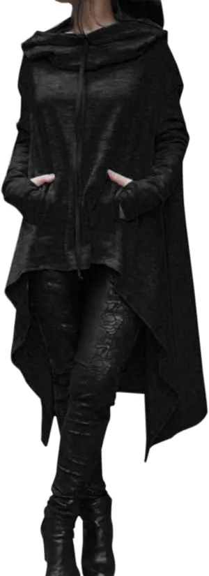 Womens Oversized Hoodies Plus Size Casual Asymmetrical Hem Long Hoodie Hooded Sweatshirt Pullover Tops with Pockets
