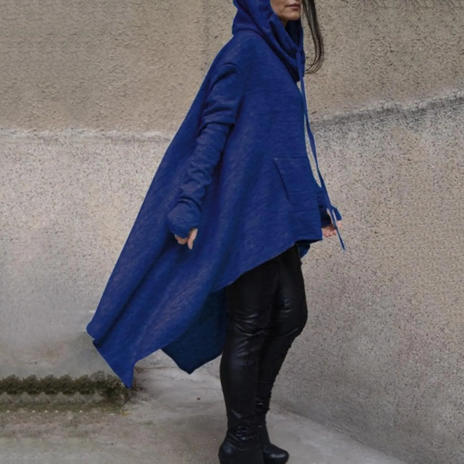 Womens Oversized Hoodies Plus Size Casual Asymmetrical Hem Long Hoodie Hooded Sweatshirt Pullover Tops with Pockets