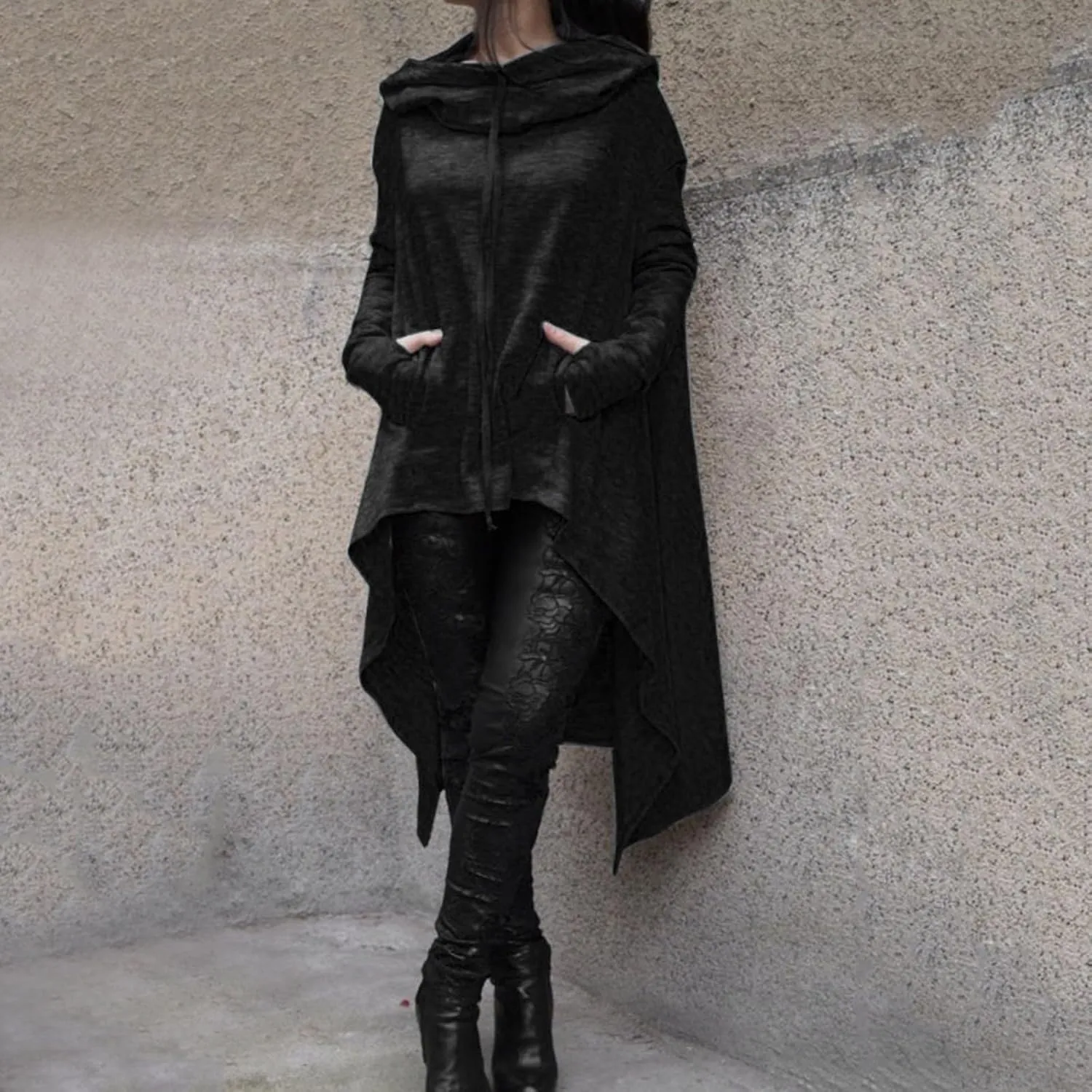 Womens Oversized Hoodies Plus Size Casual Asymmetrical Hem Long Hoodie Hooded Sweatshirt Pullover Tops with Pockets