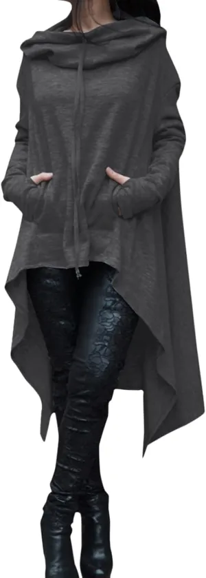 Womens Oversized Hoodies Plus Size Casual Asymmetrical Hem Long Hoodie Hooded Sweatshirt Pullover Tops with Pockets