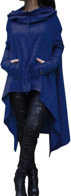 Womens Oversized Hoodies Plus Size Casual Asymmetrical Hem Long Hoodie Hooded Sweatshirt Pullover Tops with Pockets