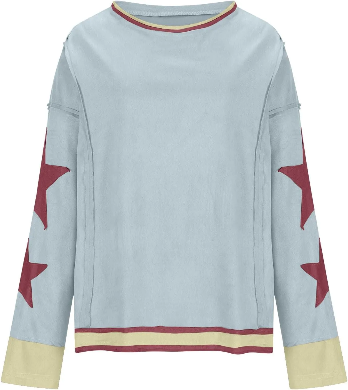 Womens Oversized Star Hoodies Long Sleeve Casual Shirts Drop Shoulder Vintage Graphic Pullover Sweatshirt Y2k Tops
