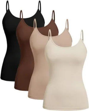 Women's Shirts 4pcs/Set Casual Camisole Tights Fashion Camis Tank Tops