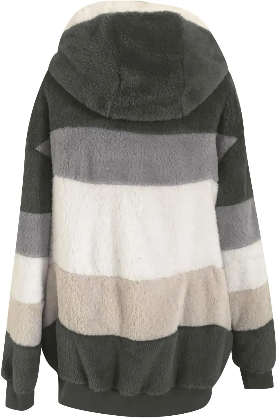Women's Winter Coats Casual Fleece Jacket Sherpa Fuzzy Faux Shearling Coat Warm Hooded Zip Up Fuzzy Overcoat Outwear