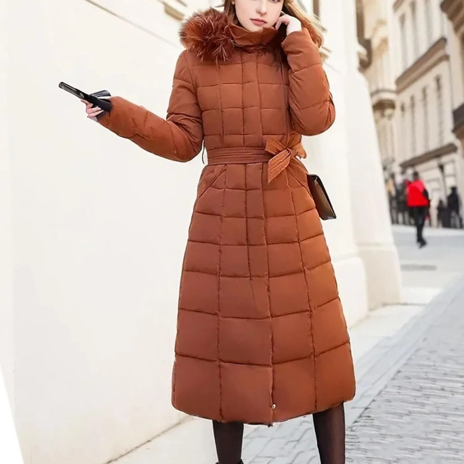 Women's Winter Jacket Female Warm Down Cotton Padded Parkas Long Tops Coat Women's With Hood Belt Thick Jackets