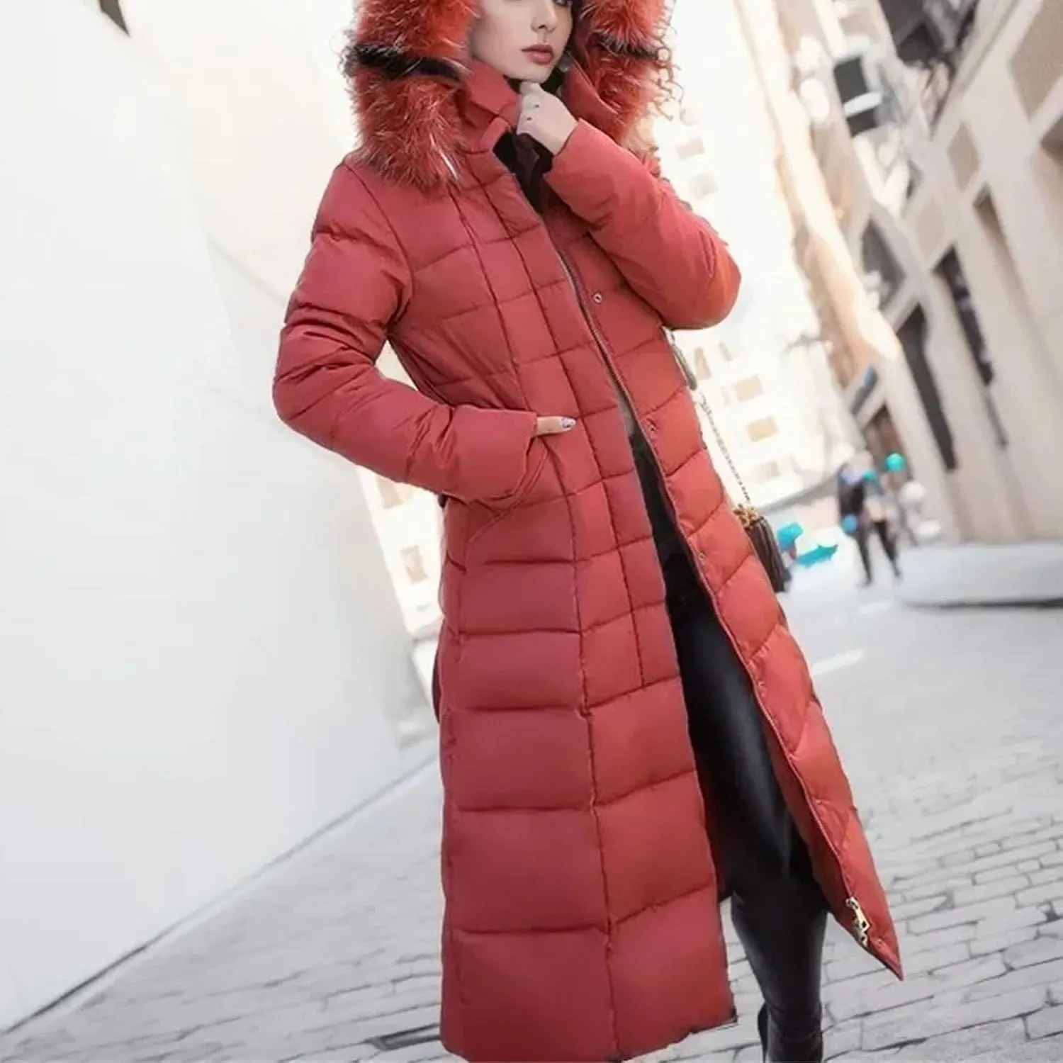 Women's Winter Jacket Female Warm Down Cotton Padded Parkas Long Tops Coat Women's With Hood Belt Thick Jackets