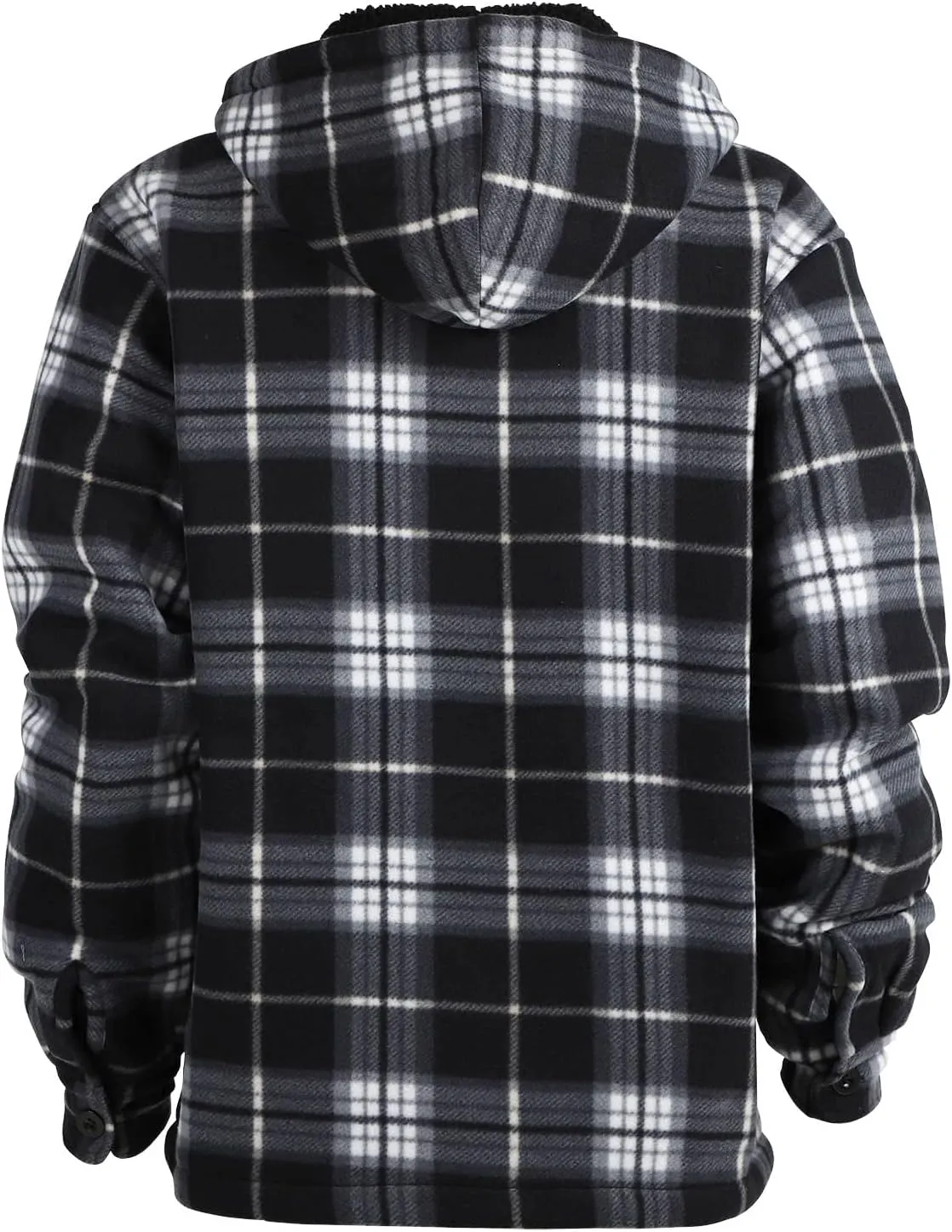 Yasumond Mens Heavy Sherpa Lined Fleece Plaid Flannel Jacket Zip Up Hoodies Warm Winter Coats Big Tall